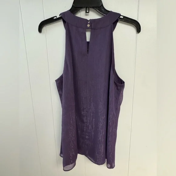 White House Black Market Purple Shimmer Sleeveless/Halter Lurex Gothic Purple - Picture 4 of 8